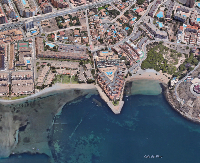 Playa la Isla, the southernmost Mar Menor beach in the San Javier section of La Manga